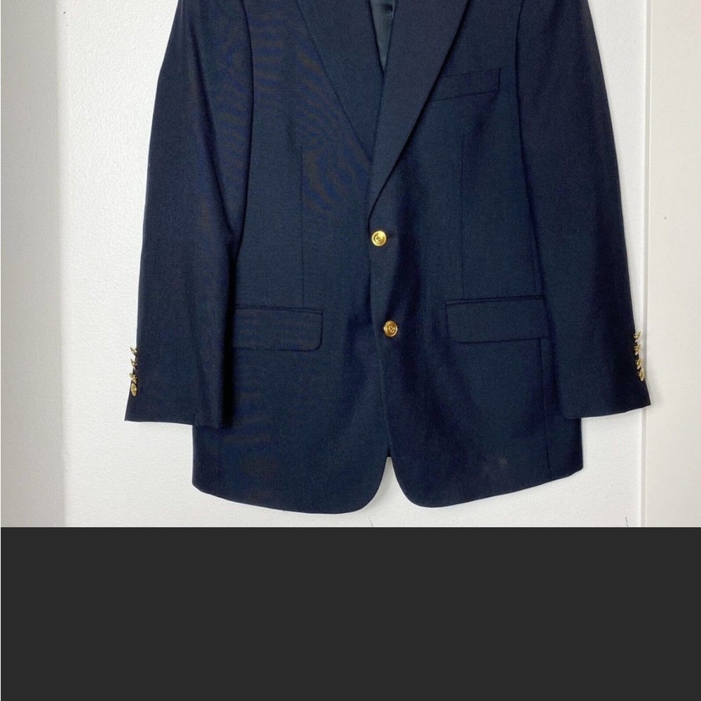 Wimbledon of England Blazer Navy Blue Gold Tone Branded Button Jacket Men 39R